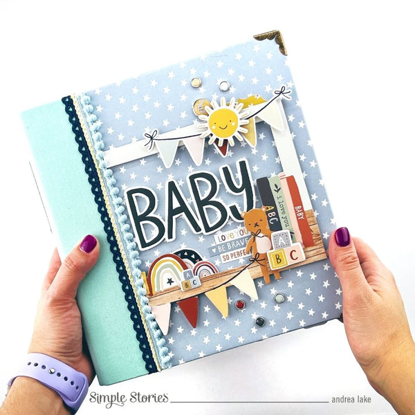 Beautiful Baby Boy White Scrapbook, Guest Book Or Photo album With Silver  Script