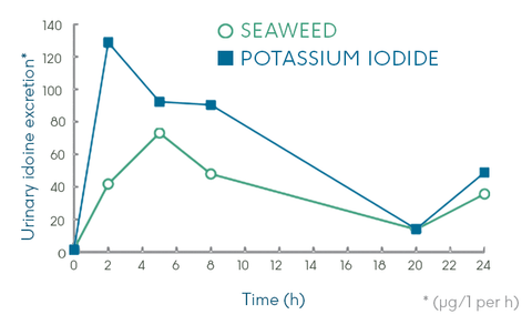 iodine release in seaweed graph