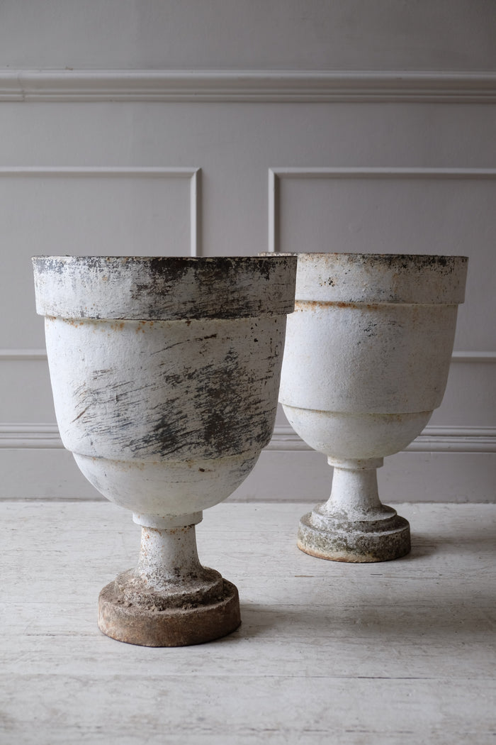 Pair of Late 19th C. Cast Iron Urns