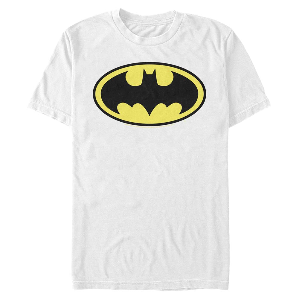 DC Comics Mens White Batman Bat Symbol Baseball Shirt Long Sleeve T-Shirt  Medium 