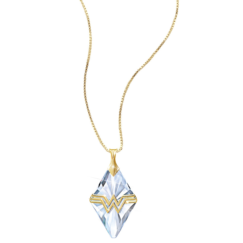 DC Shop: WONDER WOMAN 18K Gold-Plated Engraved Crystal Necklace