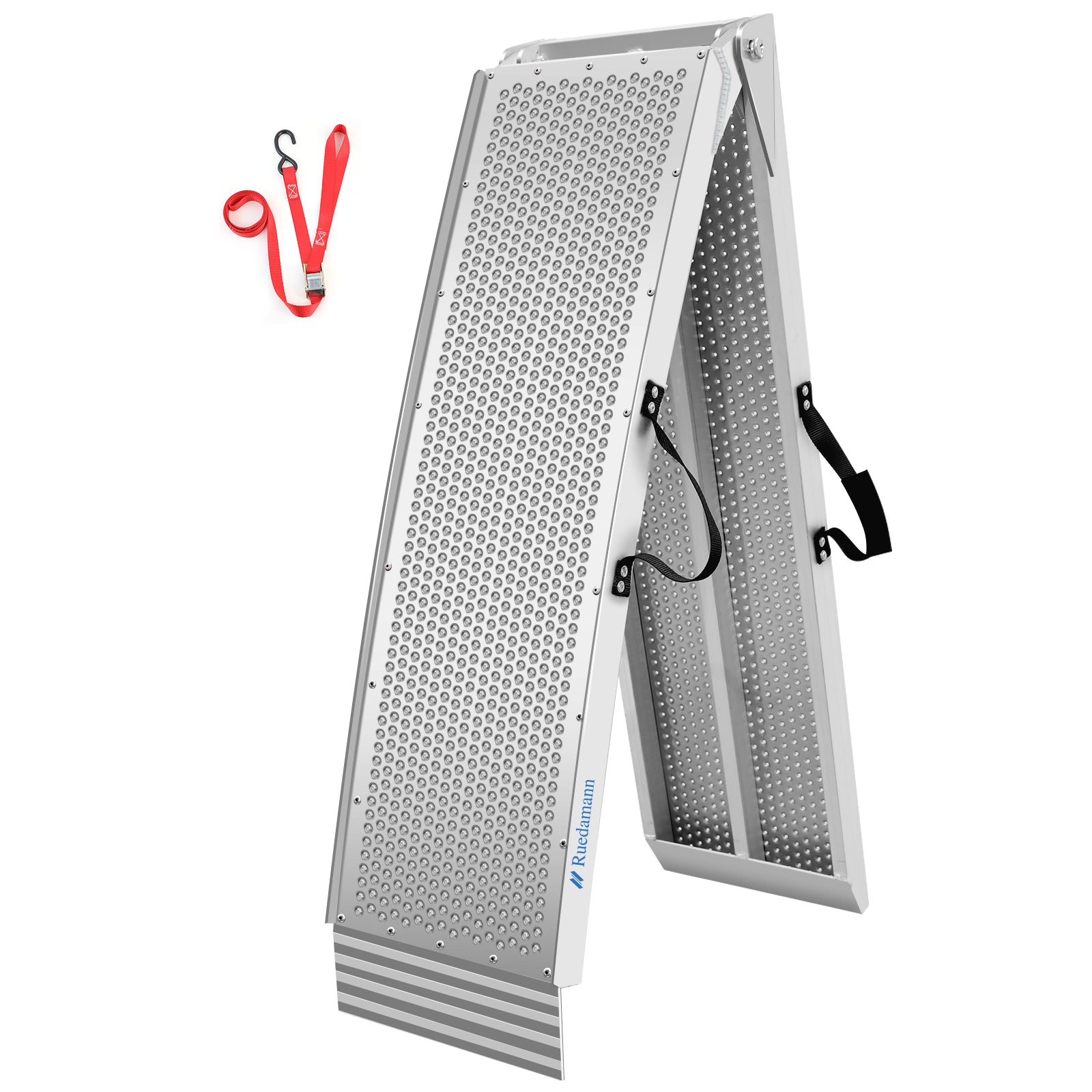 Ruedamann 7.5FT Folding Aluminum Ramp, Portable Ramp, 11" Loading Ramps for Motorcycle, 750 Lbs Capacity for Bike Ramps, ATVs, E-Scooter, Indoor Storage, 1PC