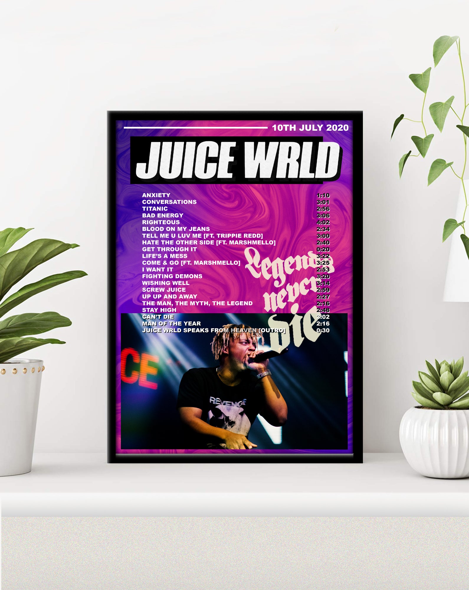 Juice Wrld Poster Legends Never Die Icons Prints - titanic roblox id code juice wrld