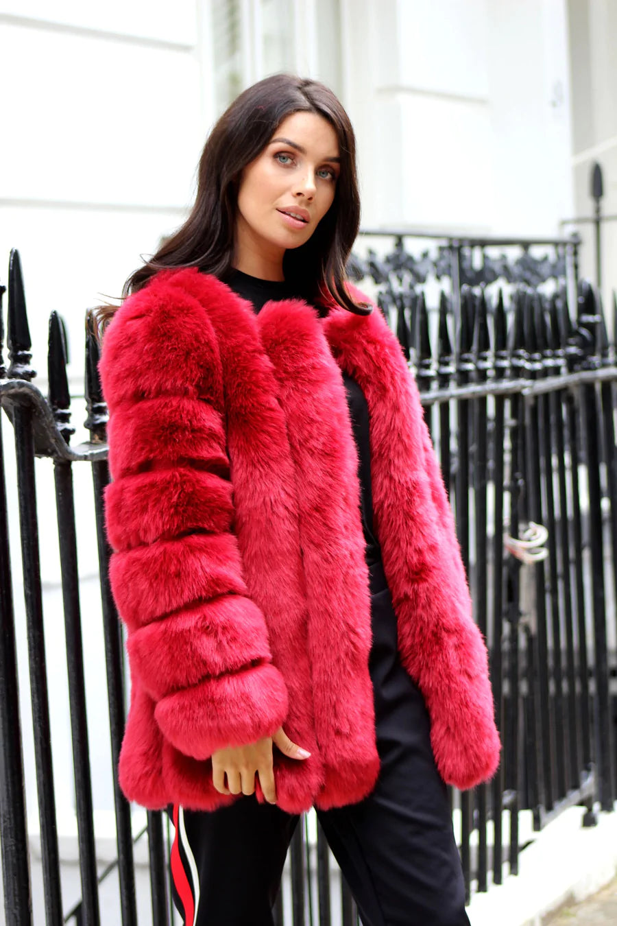 TRACI FAUX FUR RED