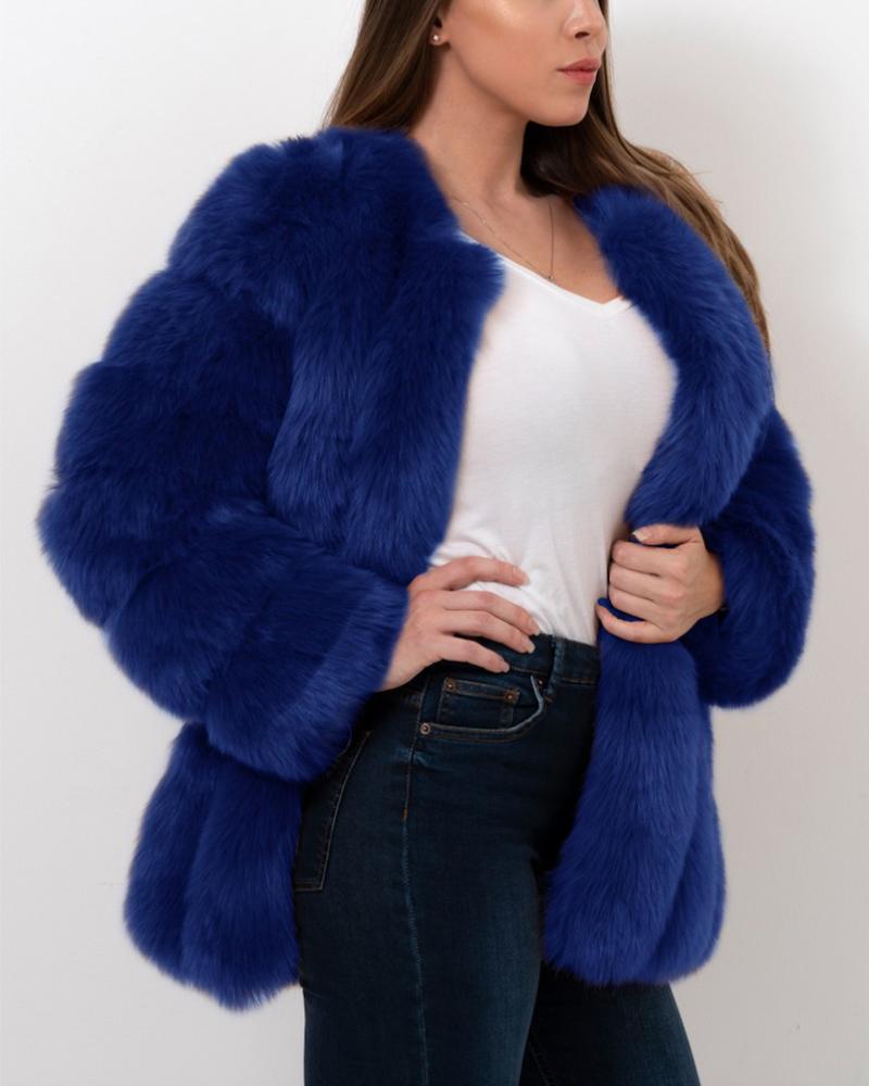 MOSCOW Blue Faux Fur Coat