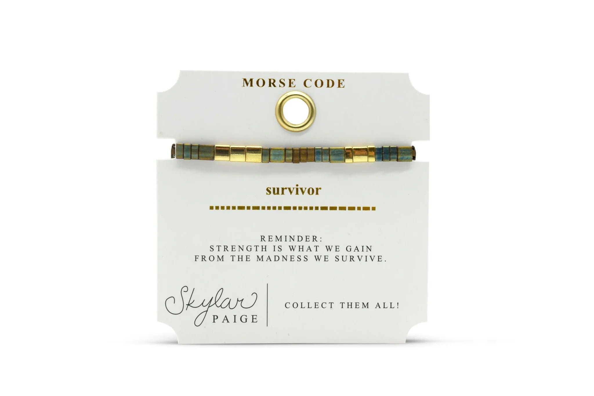 Skylar Paige SURVIVOR Morse Code Tila Beaded Bracelet - Keep It Cool Camo