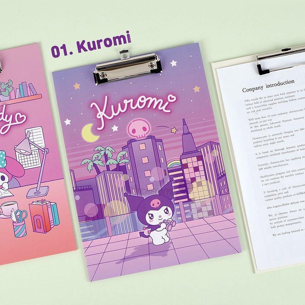 School/ Office Hologram Hard Clip Board/ Cute Design, Twinkle Kuromi, –  Little Light