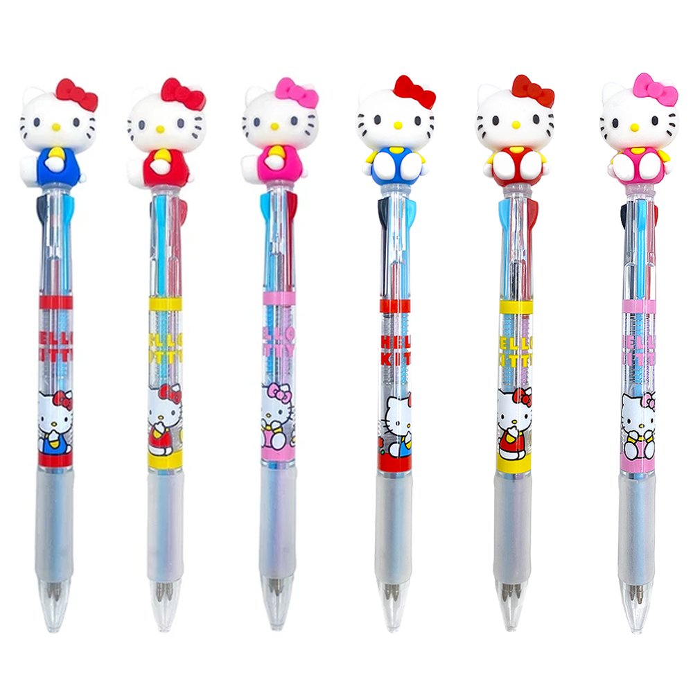 2x Flower Hello Kitty 3in1 Pens Multi-color Soft Grip Black Screen Touch  Stylus