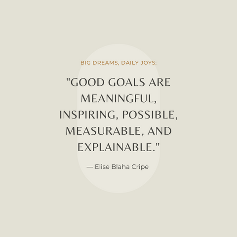 Big Dreams, Daily Joys Book Summary Set Goals. Get Things Done. Make Time For What Matters Quote 1