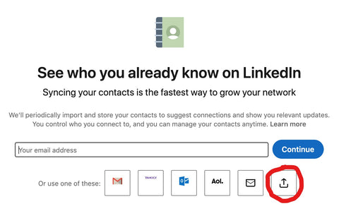  uploading them to Google contacts then syncing that with LinkedIn