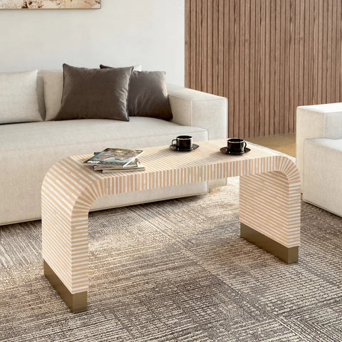 Saphed Coffee Table in Beige Bone Inlay Tabeer Homes providing furniture and decor items and interior design and decor solutions