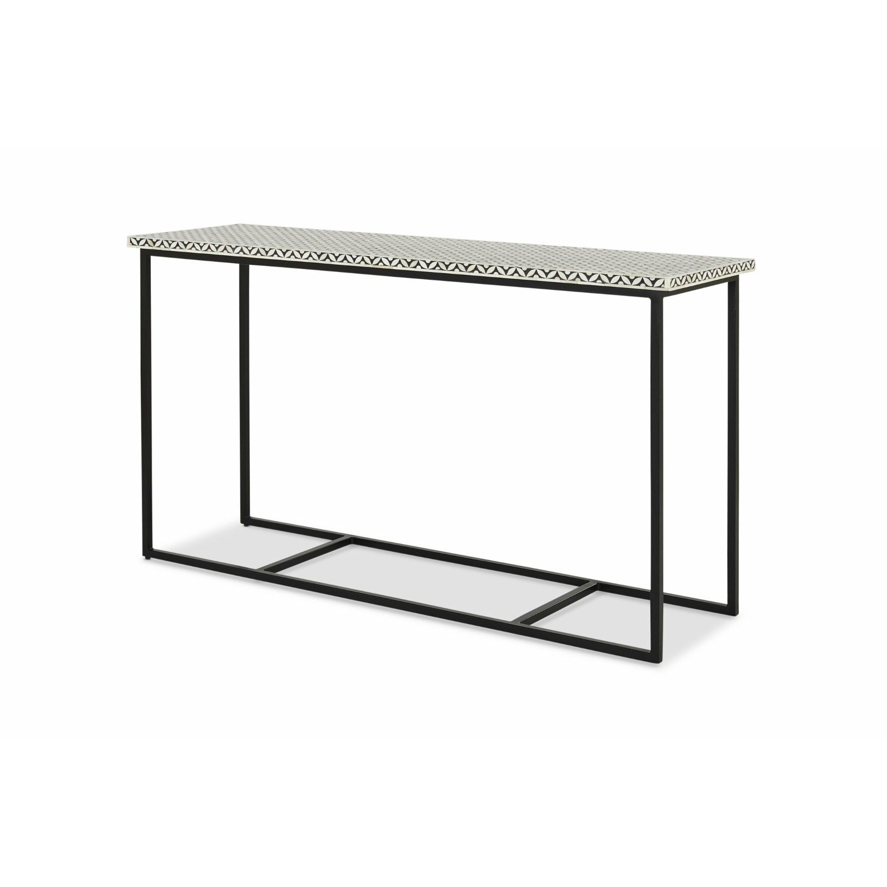 White and black console shop table