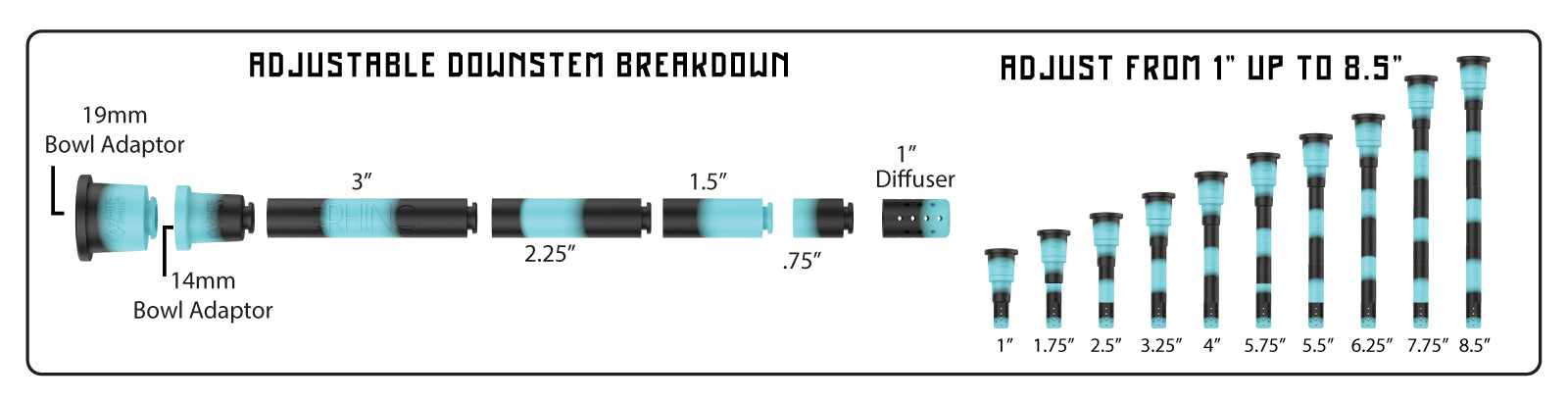 white rhino adjustable silicone downstem breakdown chart