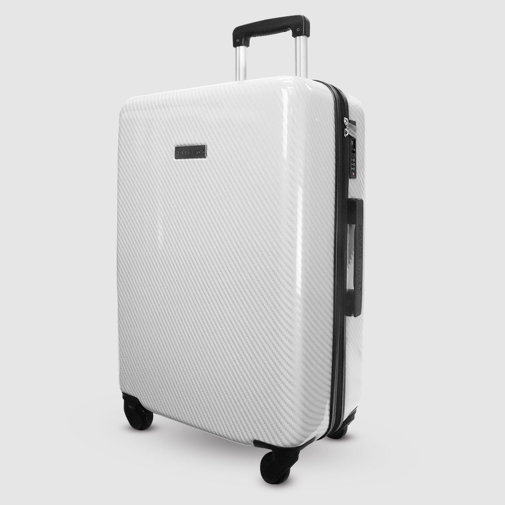 medium white suitcase