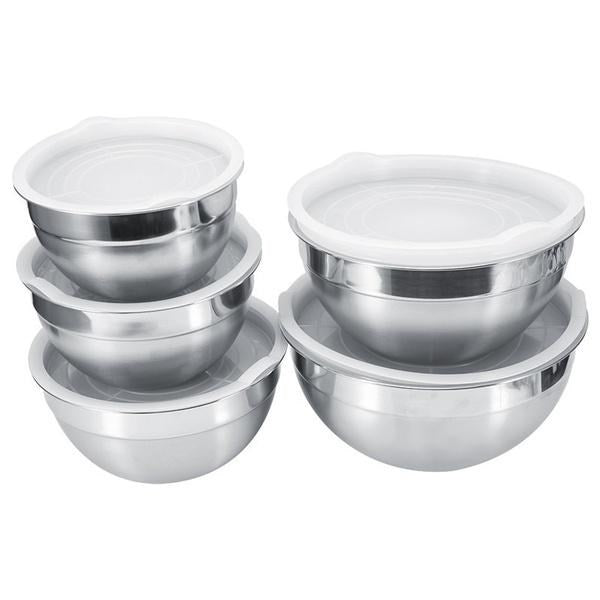 Stainless Steel Bowl Set of 5 Airtight Lids 18/20/22/24/26 cm