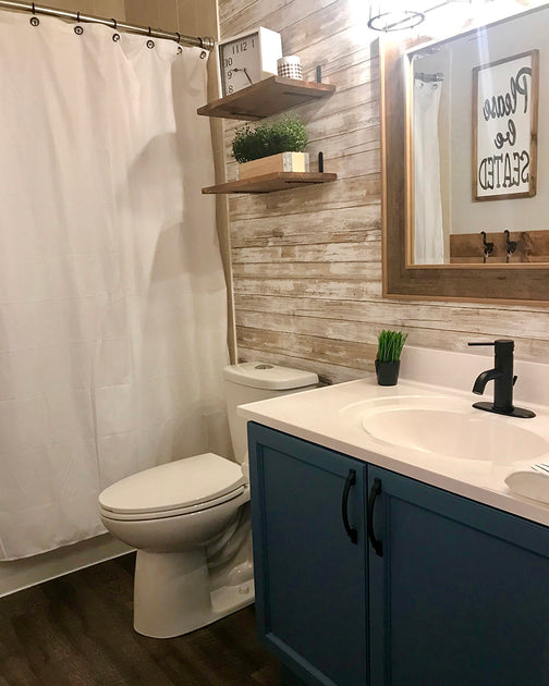 Rustic Bathroom Update - Peel and Stick Wallpaper DIY – RoomMates Decor