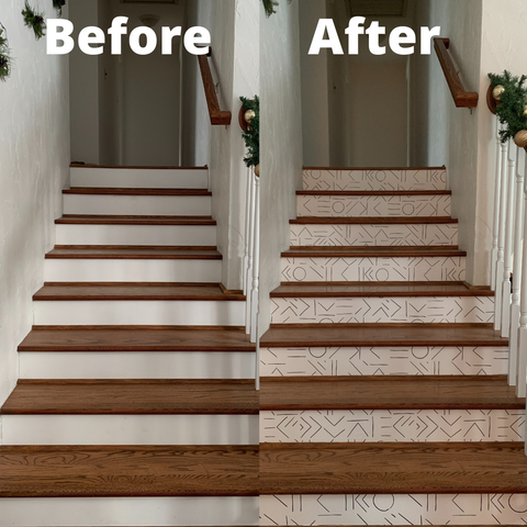 Adding Removable Wallpaper To Stair Risers Under 35   thetarnishedjewelblog