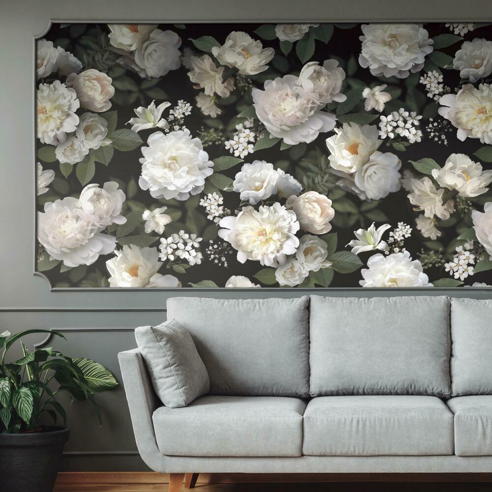 Black Photographic Floral Peel and Stick Mural