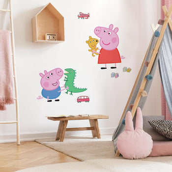 Official Peppa Pig and George Pig on space hoppers wall stickers, Wall  decor