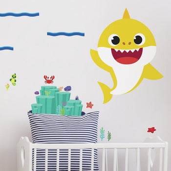 Baby Shark Family Wall Decals - Baby Shark Wall Decals with 3D Augmented Reality Interaction - Baby Shark Room Decor