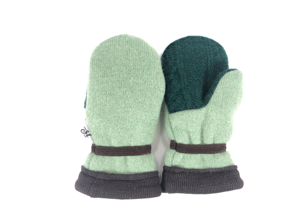 Green Small Kids Lambs Wool Mittens - 3008