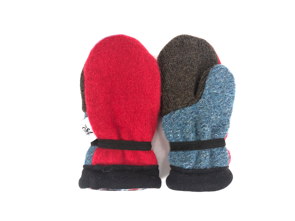 Red-Blue-Green Small Kids Lambs Wool Mittens - 3016