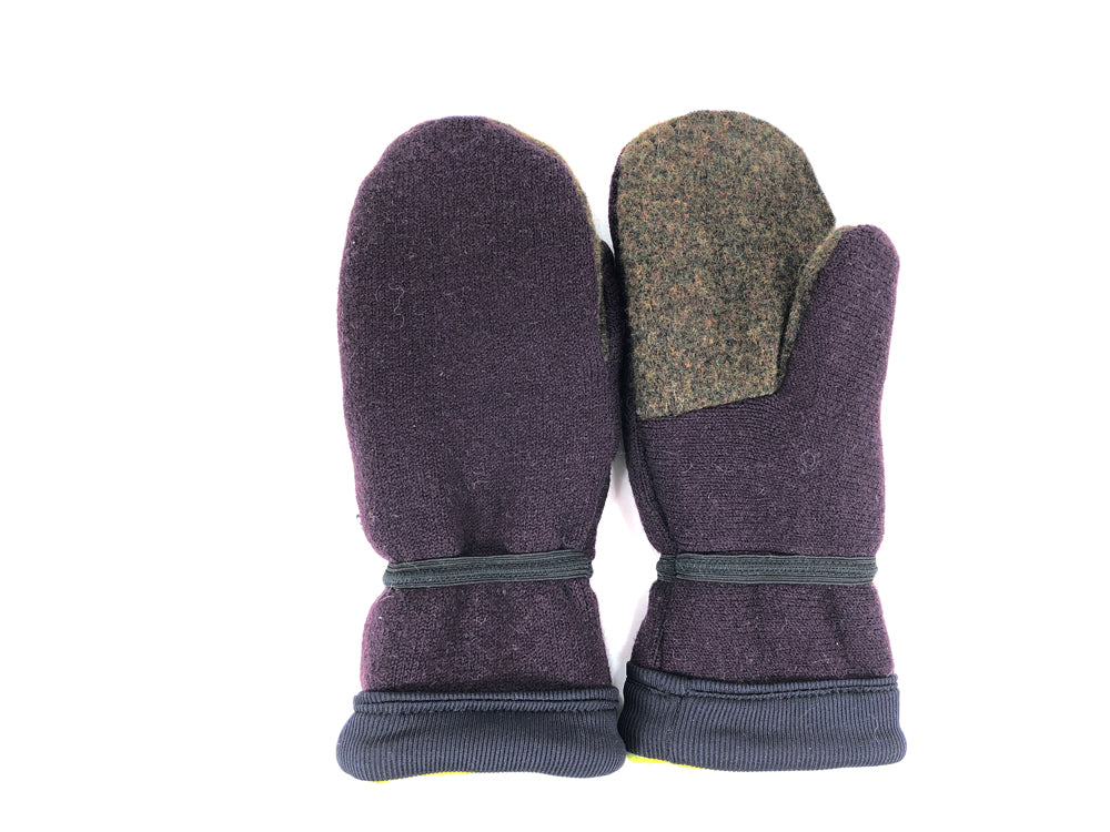 Purple-Green Big Kids Lambs Wool Mittens - 3291