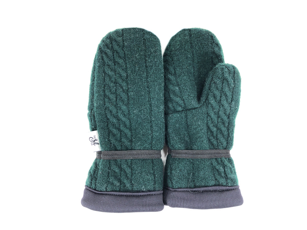 Green Big Kids Lambs Wool Mittens - 3295