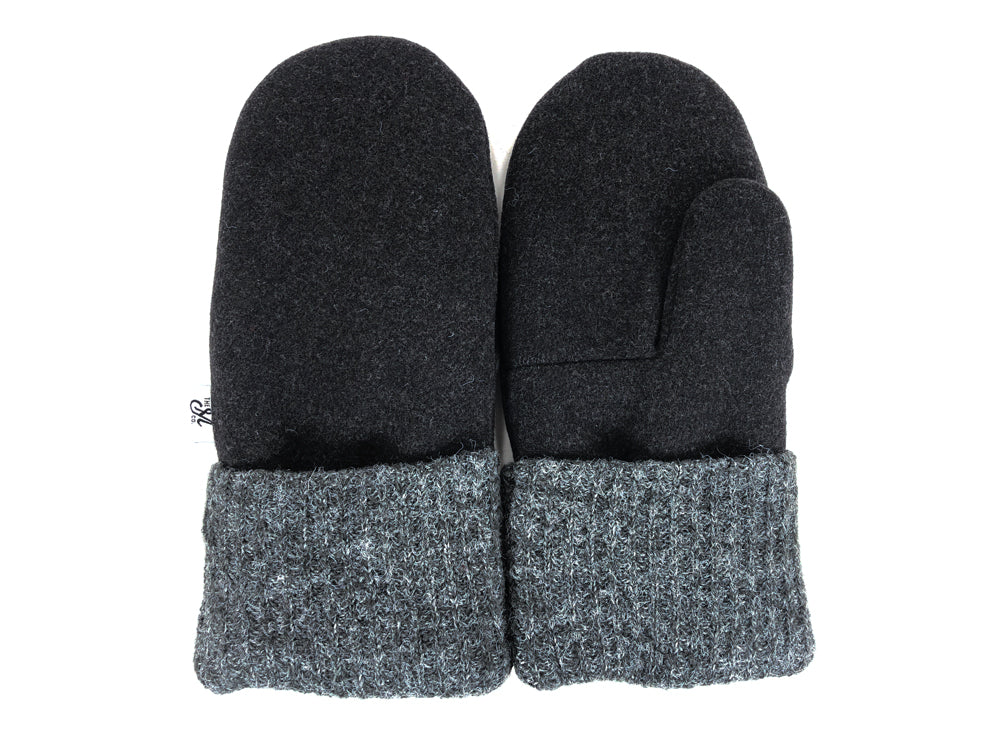 Black-Gray Men's Wool Mittens - XL - 3306