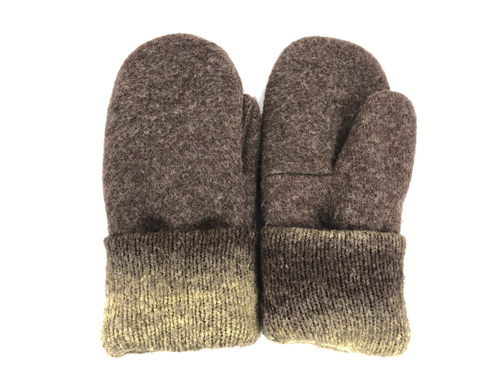 Beige-Brown Men's Wool Mittens - XL - 3312