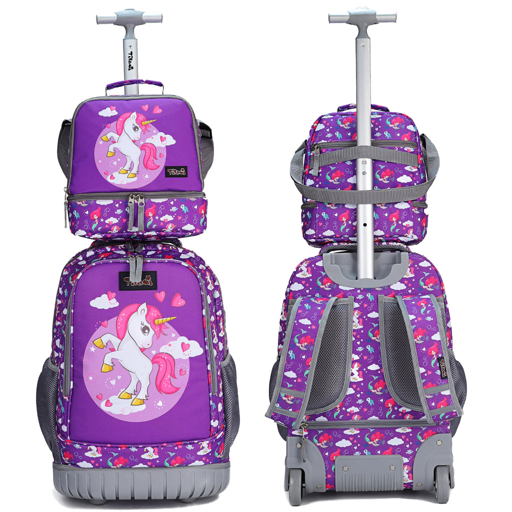 purple backpack with wheels