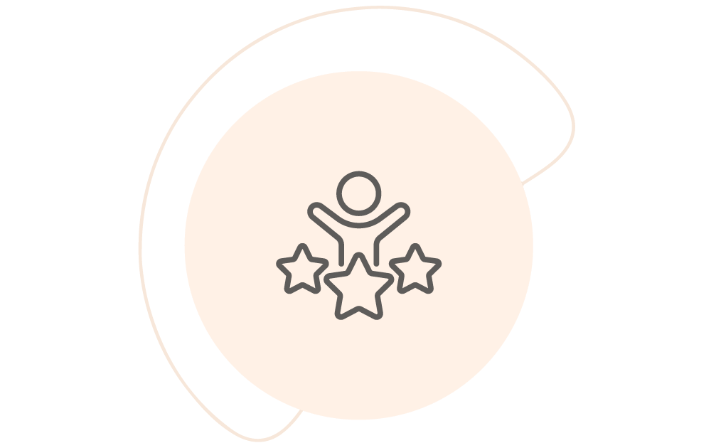 Icon with stars representing superior customer service