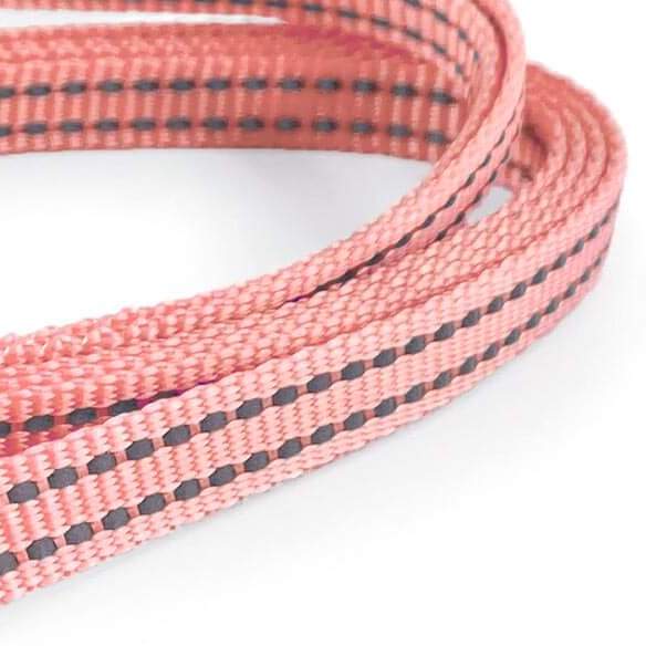 Close up of Pipco SuperLite lightweight nylon webbing with reflective stitching
