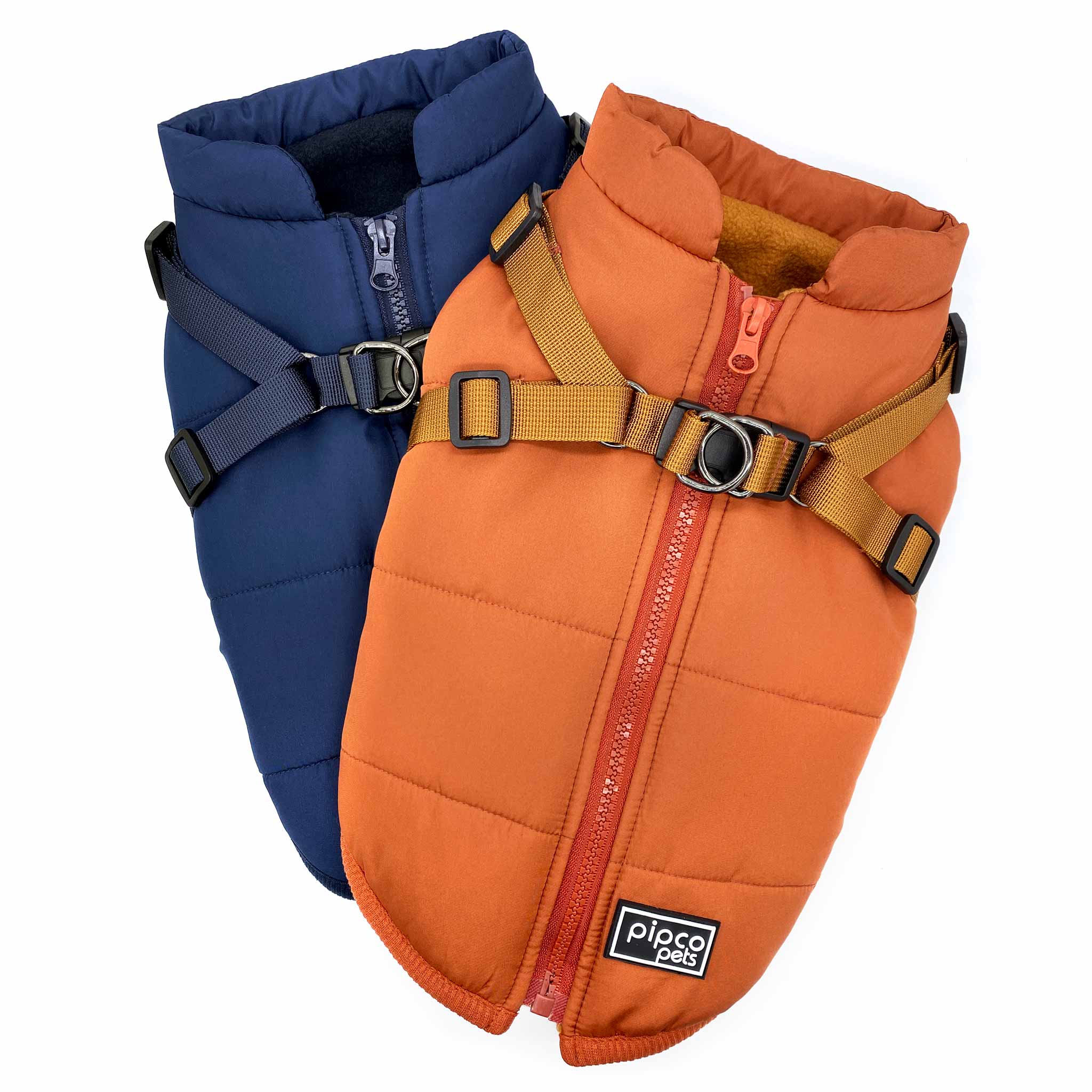 dog puffer jacket with harness