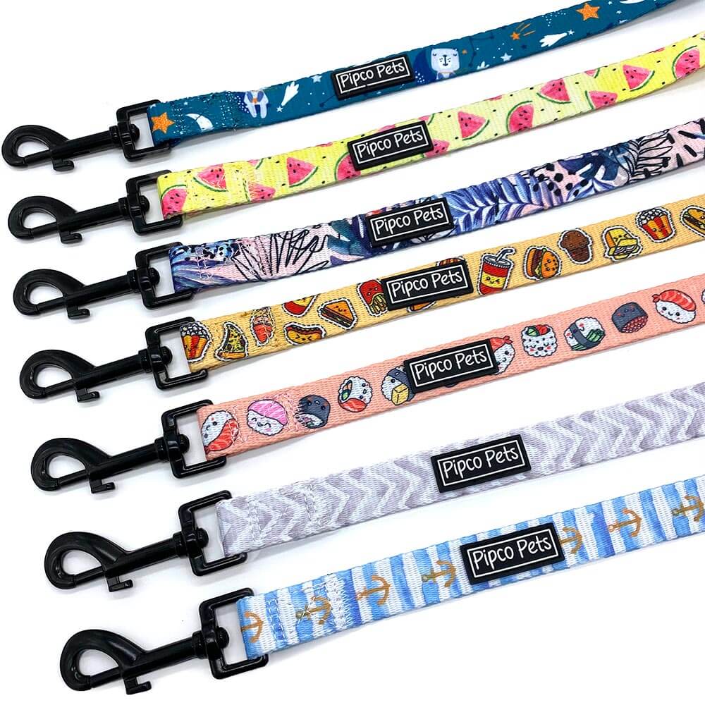 Array of Pipco leashes in various designs