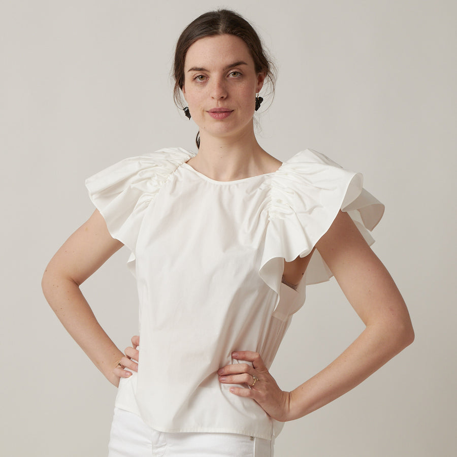 Rachel Comey // White Linen & Cotton Lace Eyelet Top – VSP Consignment