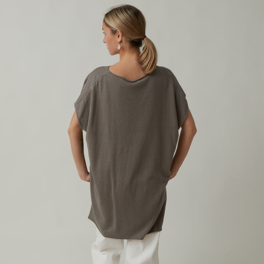 Evam Eva silk crew neck pull over sand