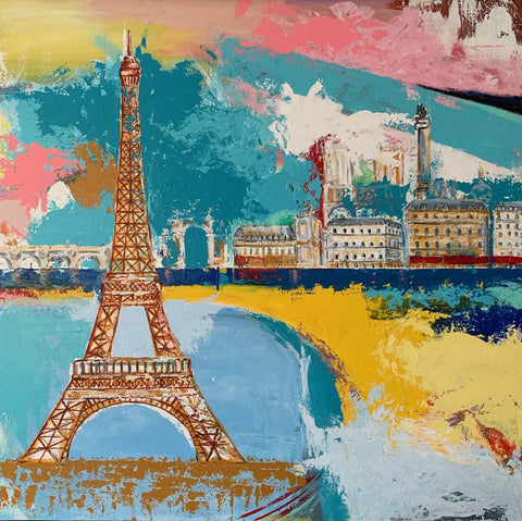 Paris Abstract of the Eiffel Tower in a beautifully stylized design