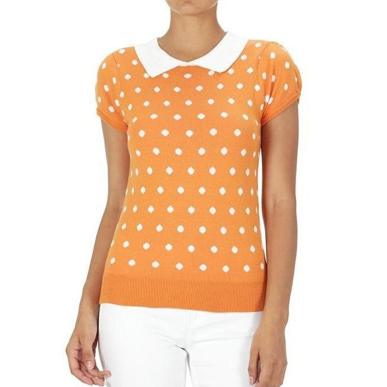 orange polka dot top