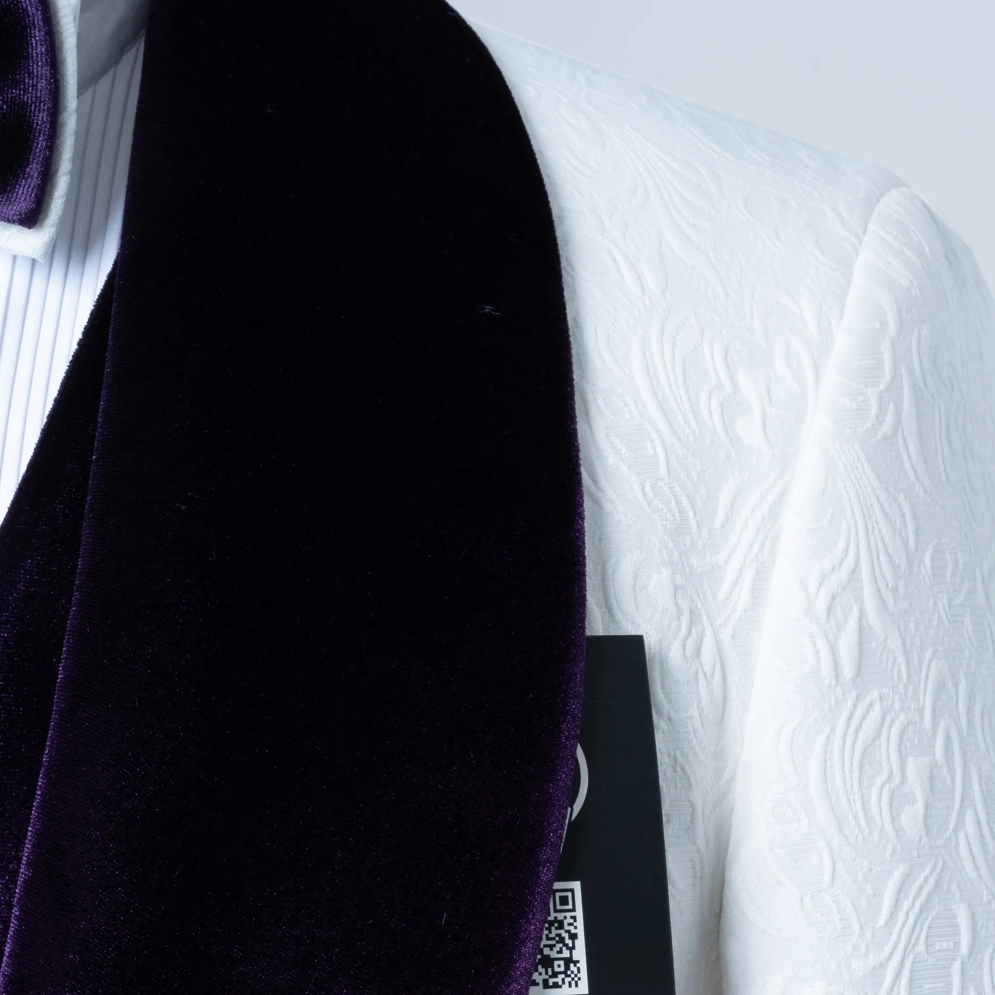 Gianni | White with Purple Velvet Lapel 3-Piece Tailored-Fit Tuxedo