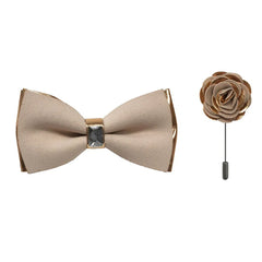 Rose Gold Velvet Prom Bow-Tie And Lapel Pin