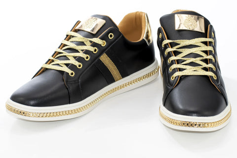 Men's Black And Gold Dress Sneaker