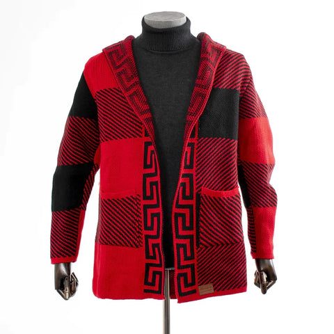 Red And Black Cardigan Sweater