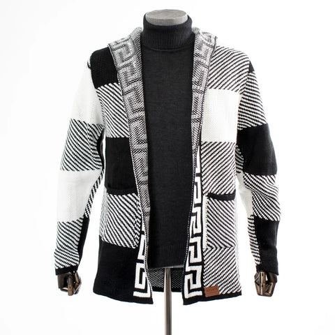 Black And White Cardigan Sweater