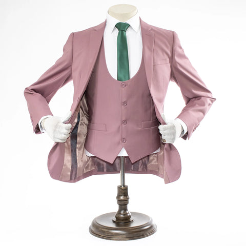 Dusty Rose Stretch 3-Piece Ultra-Slim-Fit Suit