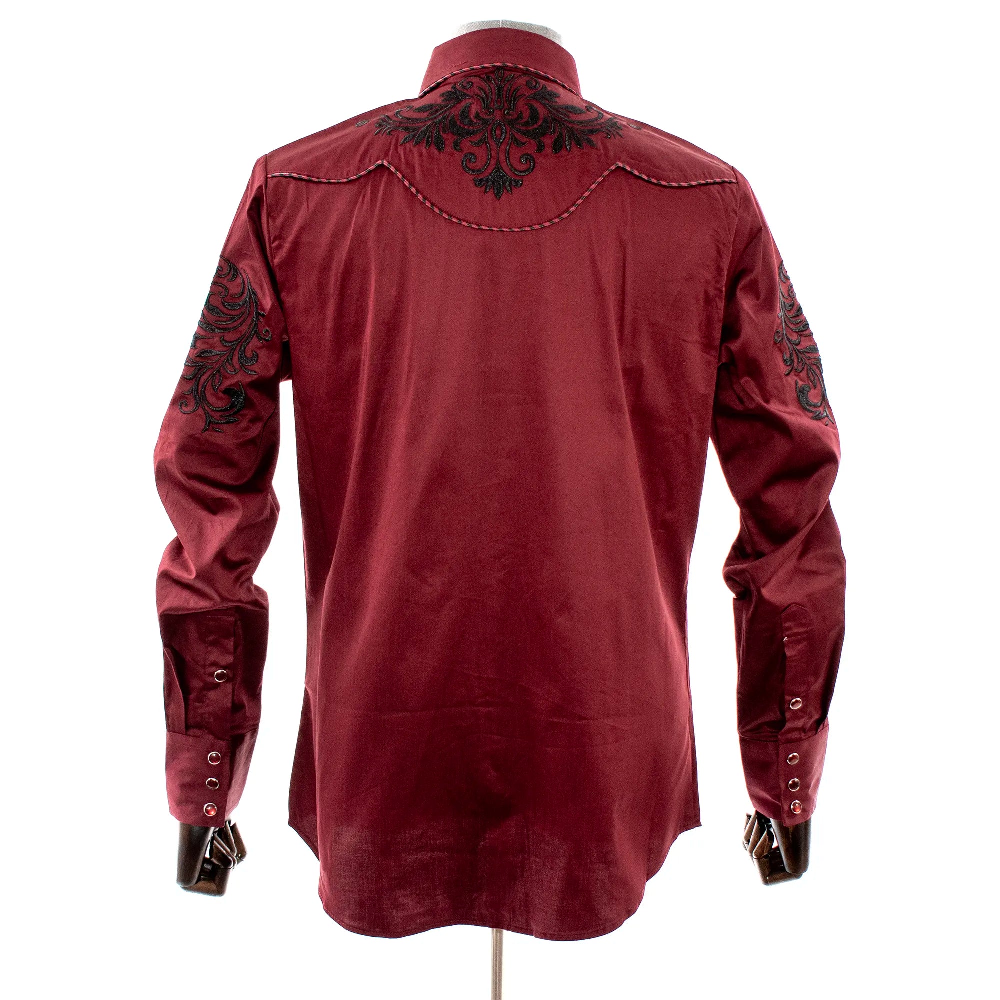 Burgundy Western Embroidered Modern-Fit Shirt