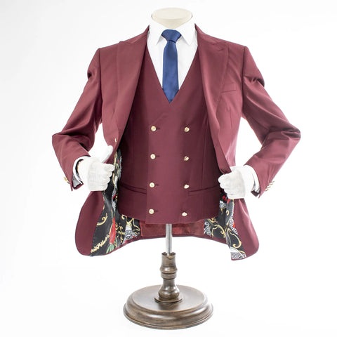 Burgundy 3-Piece Slim-Fit Suit