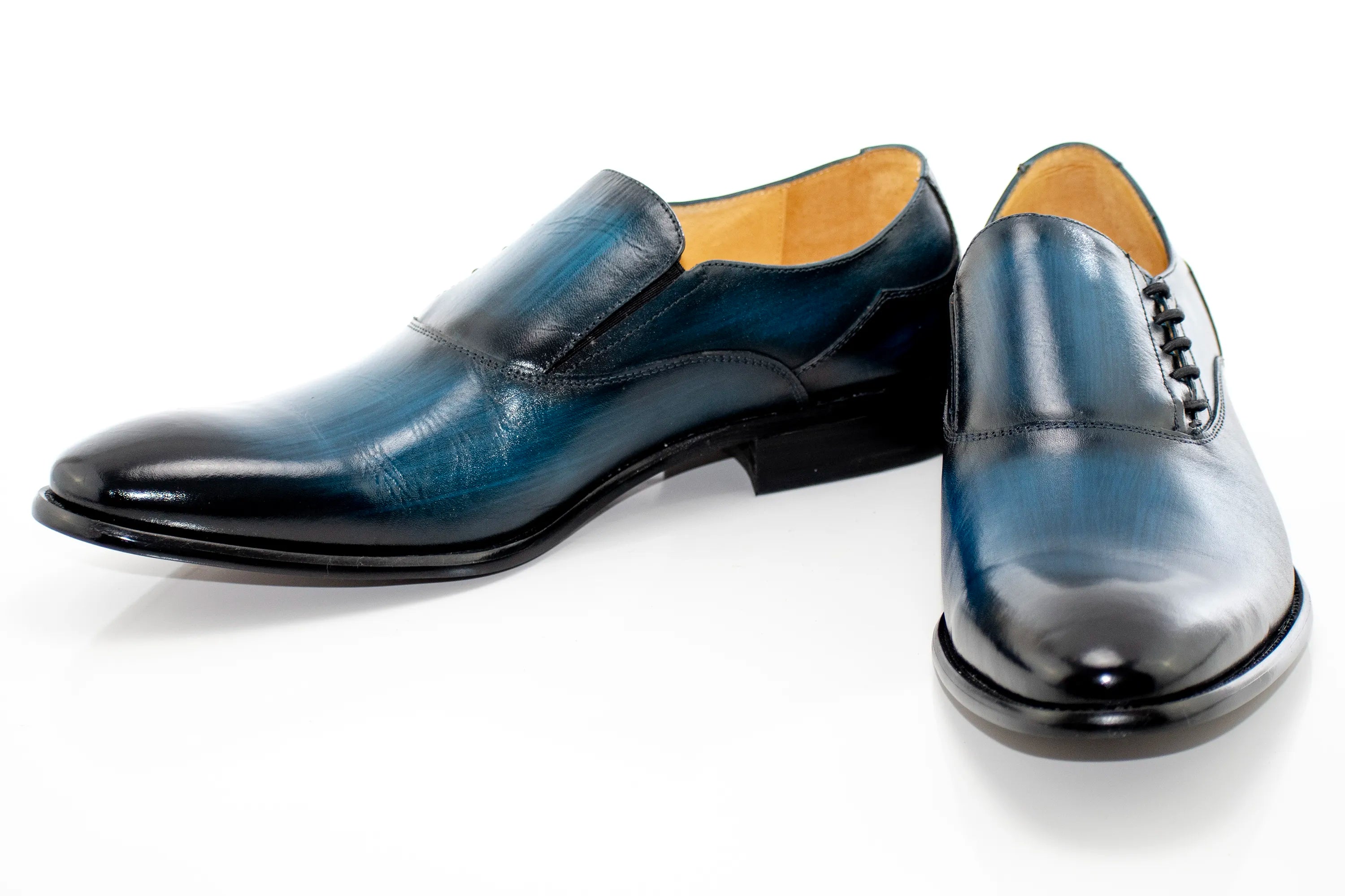 Navy Blue Decorative Lace-Up Slip-On Loafer