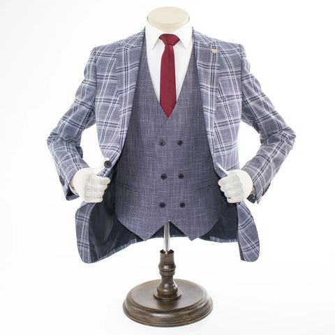 Men's Gray 3-Piece Slim-Fit Suit