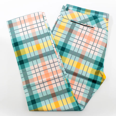 Men's Mint And Yellow Dress Pants